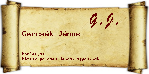 Gercsák János névjegykártya